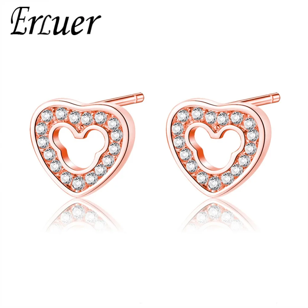 

ERLUER Trendy Mickey Stud Earrings for Women Fashion Zirconia Wedding Party Jewelry Earring Classic Friendship Valentine Gifts
