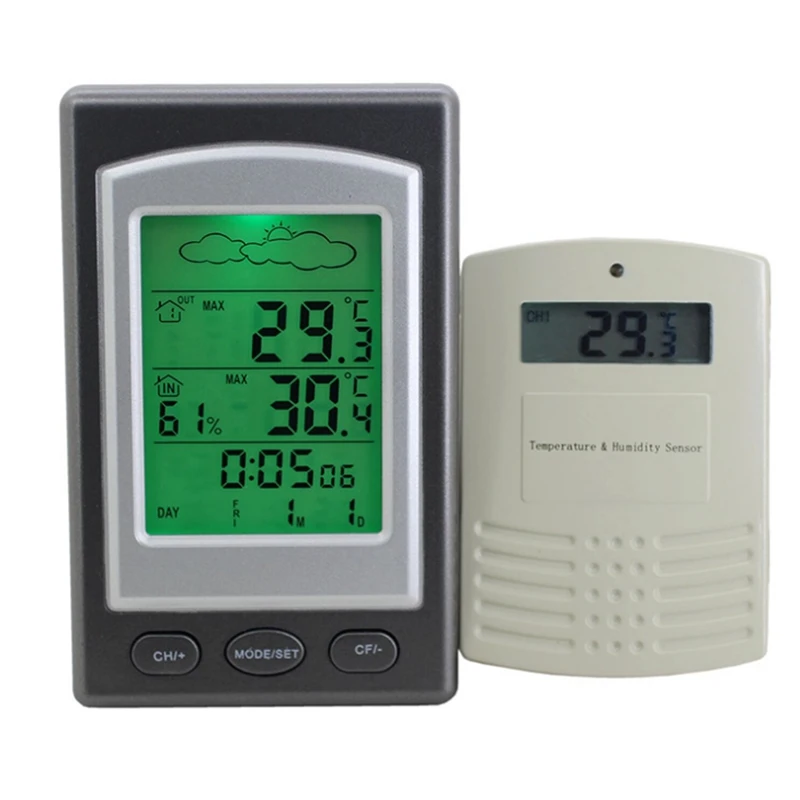 Koop Digitale LED Thermometer Hygrometer Barometer Wekker Draadloze Thuis Weerstation C F Max Min Temperatuur Vochtigheid Meter