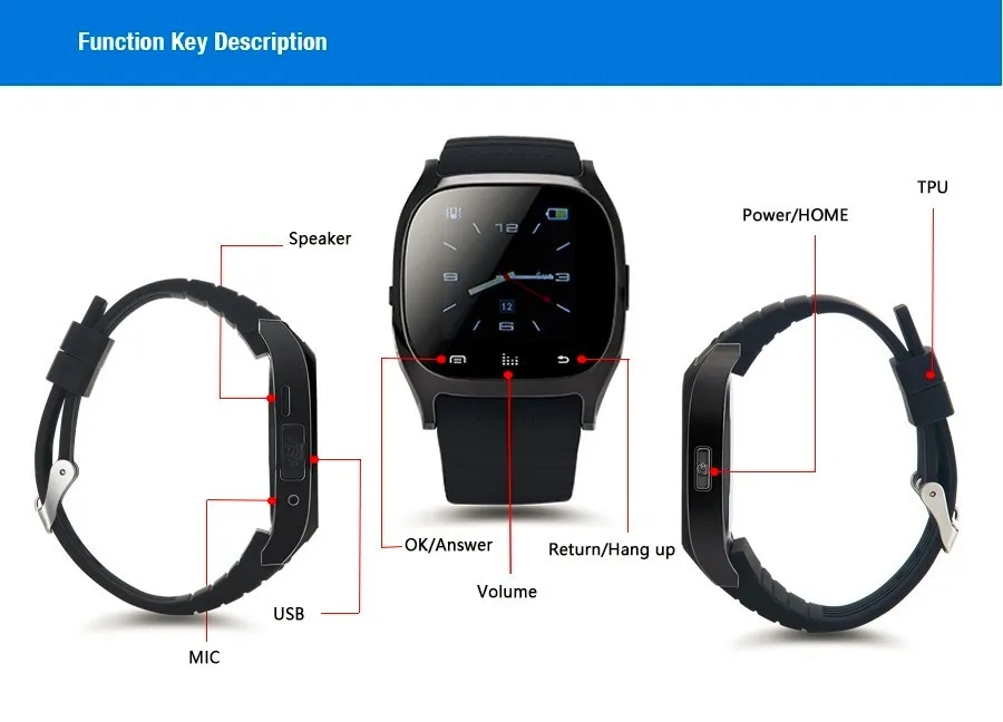 M26 Bluetooth Смарт часы мужские часы наручные часы с светодиодный альтиметр шагомер циферблат SMS напоминание музыка для Android IOS Smartwatch