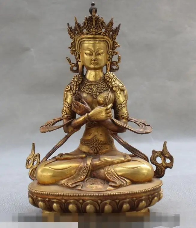 

S3781 12" Old Tibet Buddhism Bronze Gild Seat Vajradhara Vajrabhairava Buddha Statue G