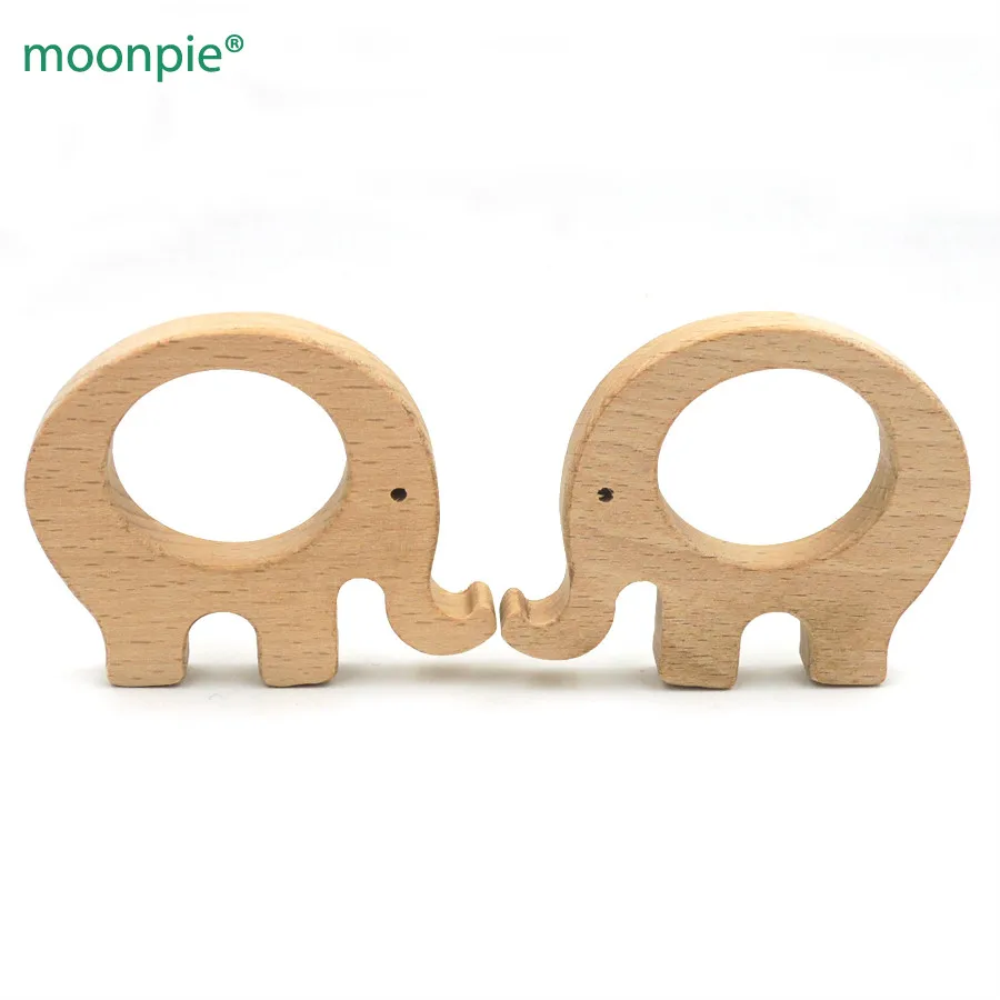 

20pcs x 70mm unfinished beech wooden teether elephant Free Teether Clip pacifier clip elephant charm nursing necklace EA58-1