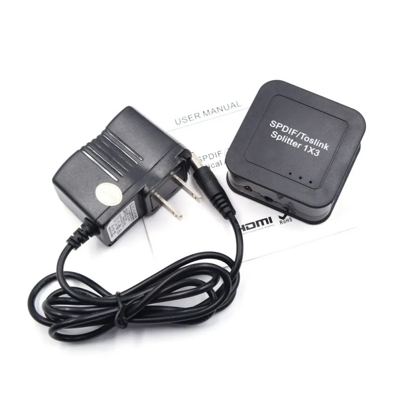 

Professional 5.4X5.4X2.4CM Digital Optical Audio Splitter 1x3 One Input to Three Outputs VHD-TS1X3