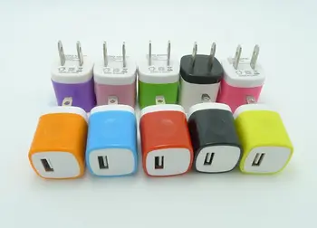 

300pcs/lot Colorful 1A US Plug AC Power Adapter Home Trave Wall charger single port USB Charger for iPhone 7 5 6 plus