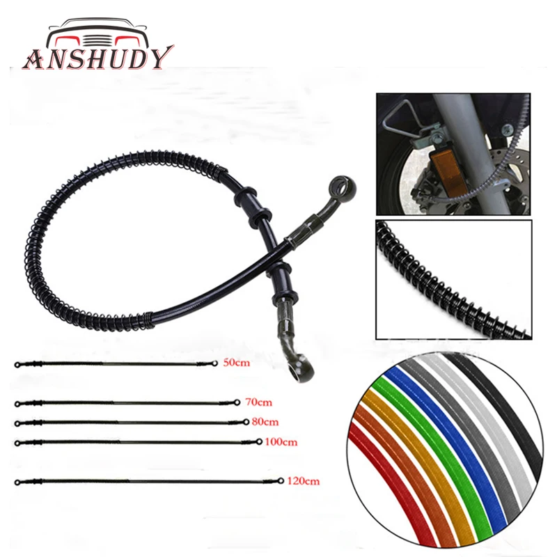 

50cm-120cm Universal Motorcycle Hose Braided Steel Brake Vespa Pitbike Clutch Tubing Line Pipe Hose Hollow High Pressure