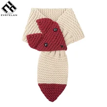 Модный милый зимний шарф для детей; теплый шарф для девочек и мальчиков; плотный мягкий детский шарф с милым рисунком лисы; теплая шаль унисекс