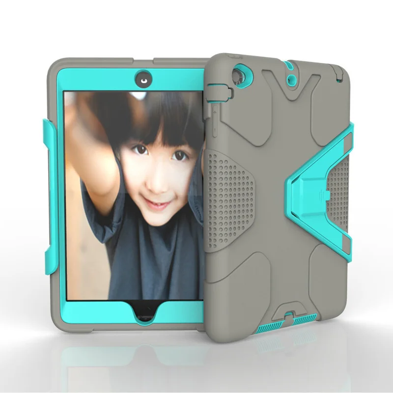 

For ipad MiNi 1 2 3 case robot Kids Safe Shockproof Heavy Duty PC Hard Cover kickstand design For ipad Mini 2 Protective cover