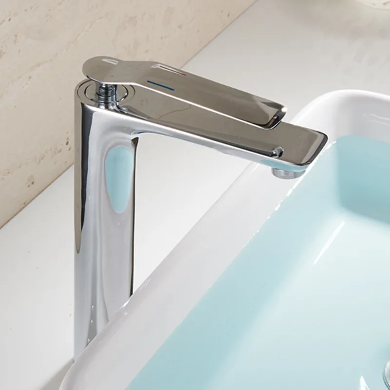 Brass Single Hole Bathroom Faucet Basin Faucets Hot and Cold Mixer Tap+