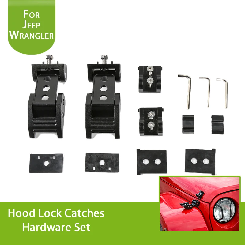 1Set Black Stainless Steel Hood Latches Hood Lock Catch Kit for 2007