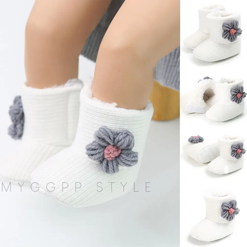 Детские ботинки для маленьких девочек; детские зимние ботинки на толстом меху; обувь для ползунков - Цвет: Белый
