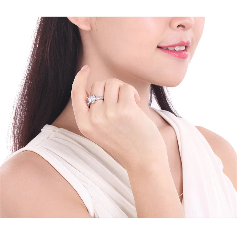 Heart Shape 585 White Gold Color Fine Jewelry Ring Antique Crystal Wedding Band Engagement Rings For Women Girls Bijoux Hot DR48 (1)