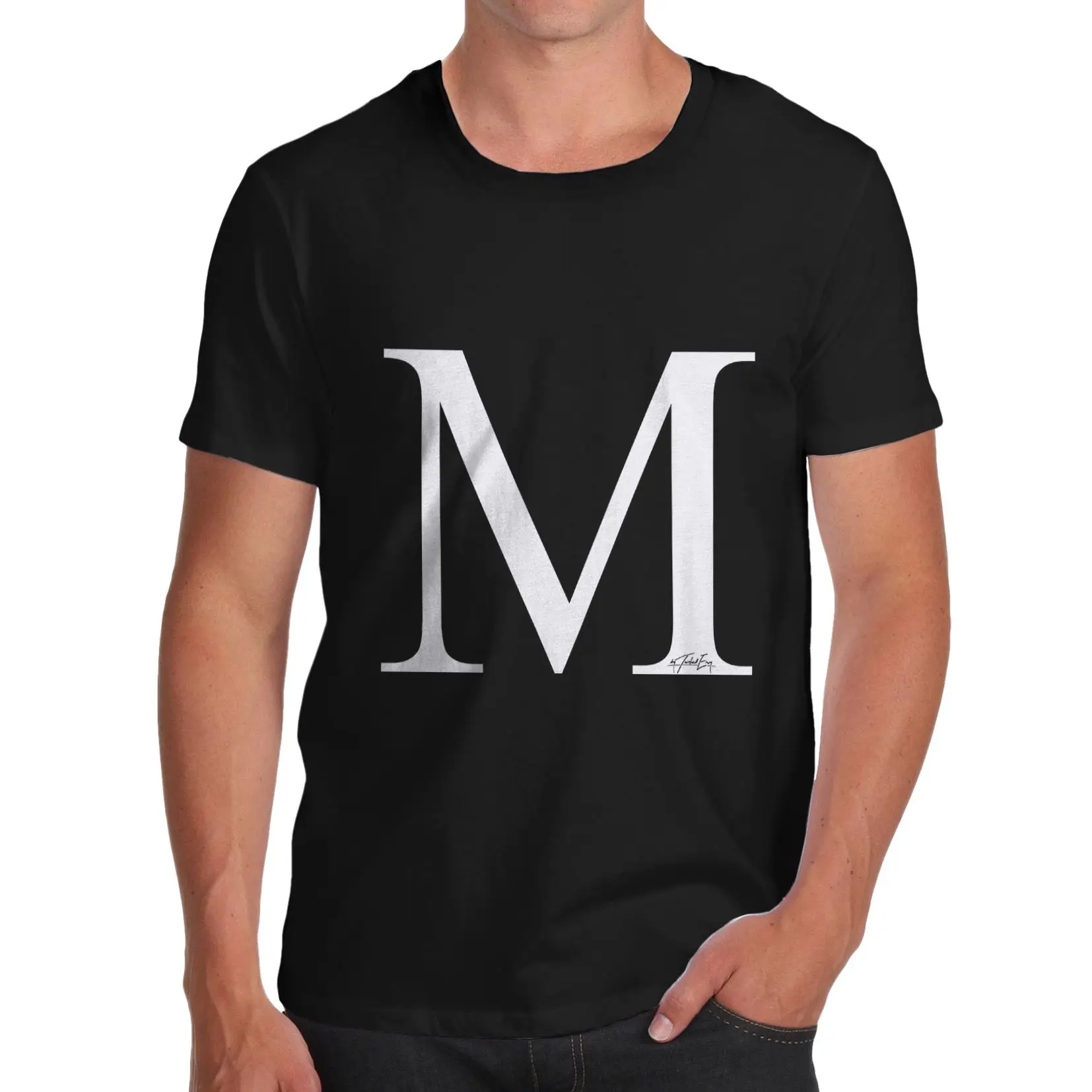 T Shirts Men Casual Alphabet Monogram Letter M T Shirt Cool Casual Sleeves Cotton T Shirt 