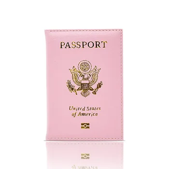 

DIKEDAKU Brand Usa Passport Cover Pink Women Good Quality Rough Pu Leather Passport Holder America Cover for Passport Protector