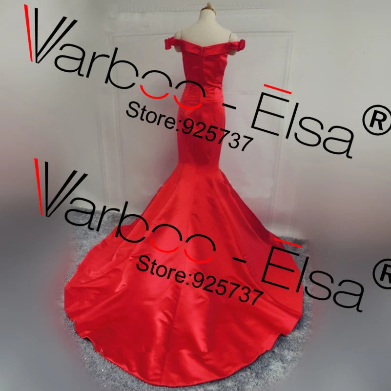 2017-V-Neck-satin-Red-Mermaid-Gown-Off-The-Shoulder-Sexy-Long-Evening-Dress-Court-Train2