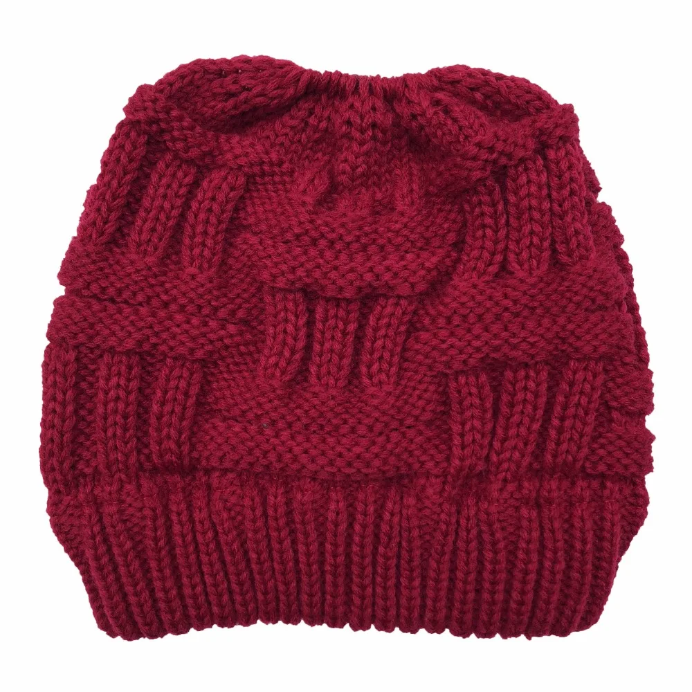 Fashion Ponytail Beanie Women Winter Hats Crochet Knitted Bamboo Ski Cap Skullies Beanies Warm Caps Female Stylish Hat Ladies
