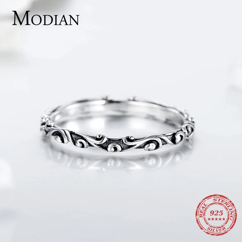100% Real 925 Sterling Silver Vintage Pattern Stackable Classic Finger Ring For Women Fashion Wedding Christmas Jewelry silver rings silver ring wedding rings