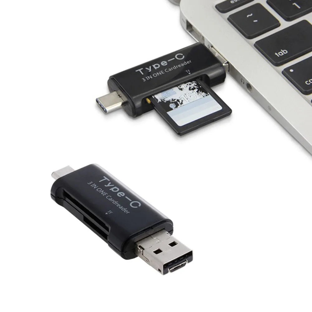 3 в 1 Универсальный кард-ридер SD TF Micro SD кард-ридер для type C USB2.0/Micro USB/USB3.1 порт для SD(HC)/MicroSD(TF