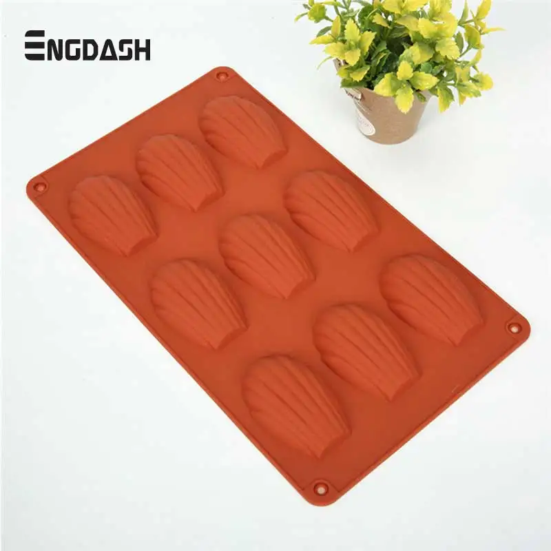 

ENGDASH 1pc 9 Cavity French Madeleine Silicone Cake Tin Shell Chololate Cookie Mould Candy Mold Ice Cube Tray High Quality