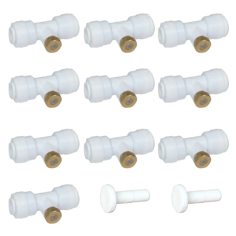 

10pcs 1/4" Tube OD Plastic Slip Lok (Quick Connect) 10/24 Misting Nozzle Tees