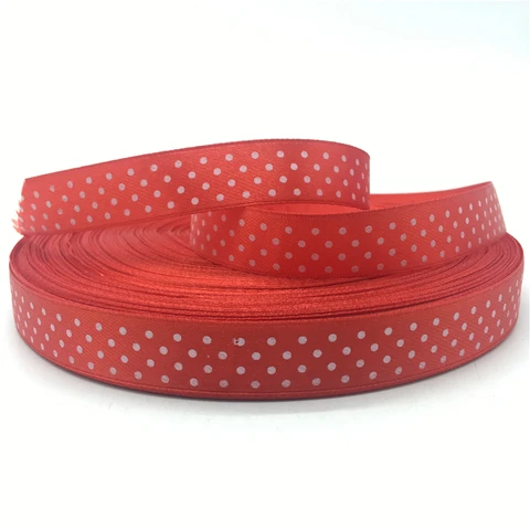 5/8"(15mm) Polka Dots Satin Ribbon Printed Polyester Ribbon DIY Christmas Wedding Decoration