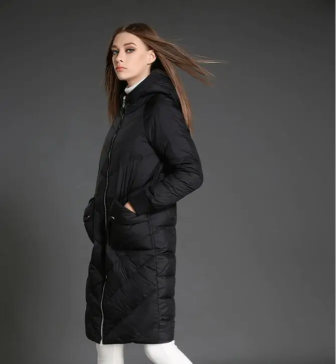 Cocoon Style Winter Down Coat Large Pocket Warm Down Coat Women Long Winter Coat