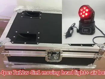 

Air box +4pcs 7x12W LED moving head light DMX512 control RGBW 4in1 disco color DJ moving head light party nightclub lights