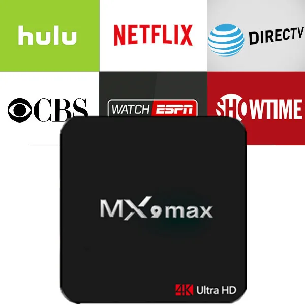 

MX9 Max Android 7.1 Smart TV Box with 1 year Netflix/HULU/Directv/CBS account warranty work in Set top box Smarttv smartPhone