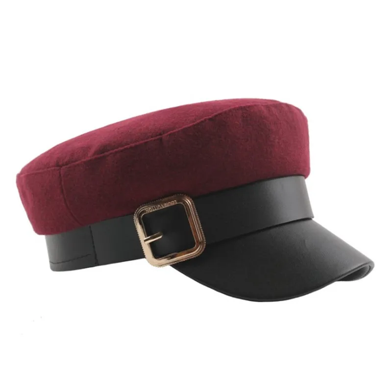 SILOQIN Женская плоская кепка Элегантная новинка армейские кепки стиль металлическая пряжка на ремень украшение теплая шапка s Женская зимняя шапка