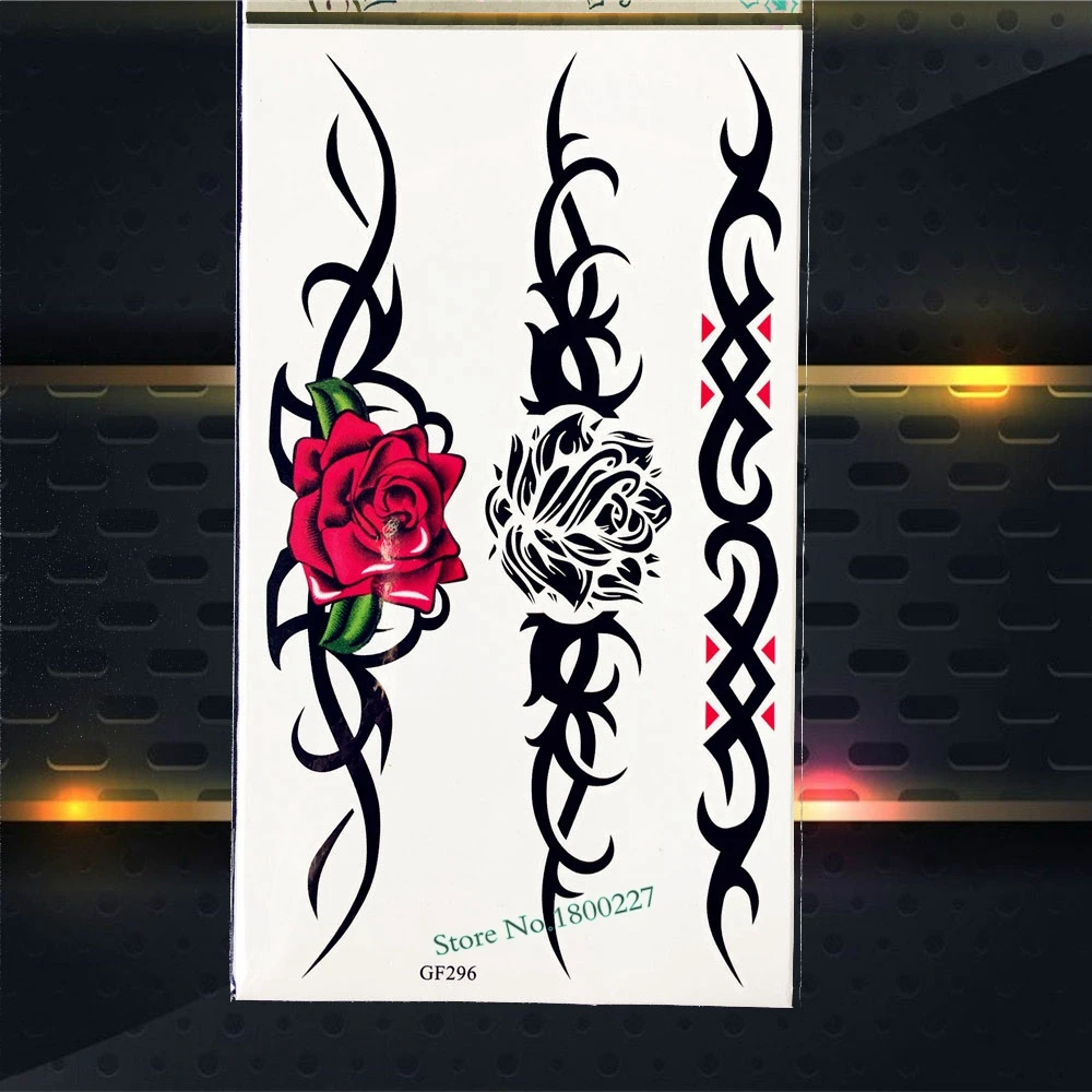 

Large Black Roses Temporary Tattoo Arm Sleeves Waterproof Fake Flash Tattoo Stickers PGF296 Women Body Art Tattoo Henna Sticker