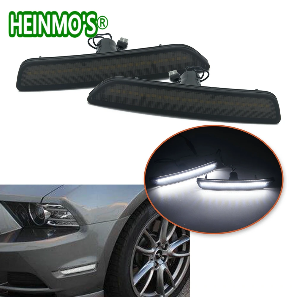 Goedkoop Voor Ford Mustang 2011 2012 2013 2014 Front Side Bumper Marker Lampen SMD Amber Wit LED Verlichting