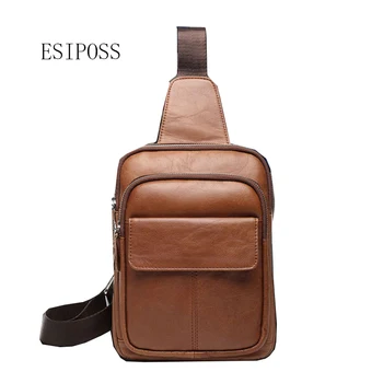 

Genuine Leather Men's Chest Bag Men Shoulder Bag Fashion Style Trending cow Leather Beach Crossbody Coffee Chest Pack Men Bags