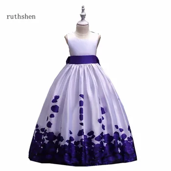 

ruthshen Princess Baby A Line Flower Girls Dresses For Weddings With Flowers Pattern Kids Floor Length Party Dresses 2018