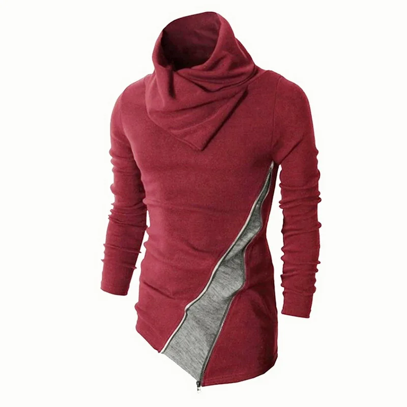 

SHUJIN Patchwork Turtleneck Men Casual Knitted Sweater Long Sleeve Autumn Winter Pullover Irregular felpa uomo