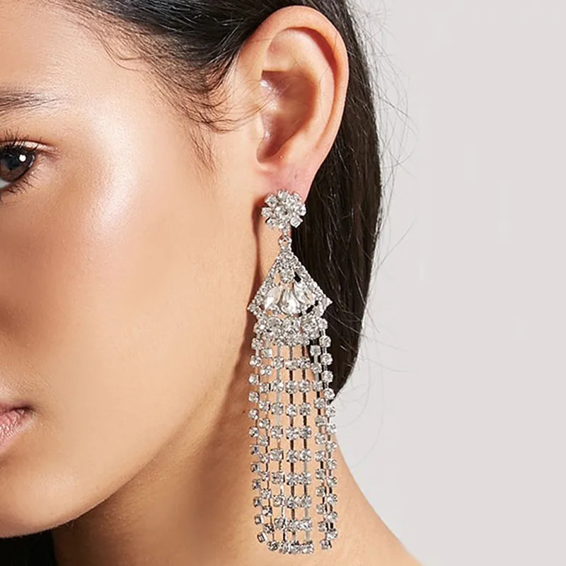

Pomlee Vintage Set Auger colorful Drop Dangle Earrings for Women Wedding Rhinestone Jewelry Statement Earrings Hot 2019 Party