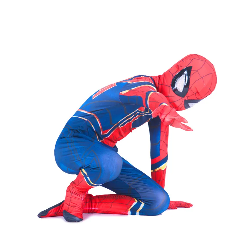 New Child Boys Lycra Spandex Iron Spiderman Avengers Infinity War Kids 2018 Spider-Man Jumpsuit Halloween Party Cosplay Costume