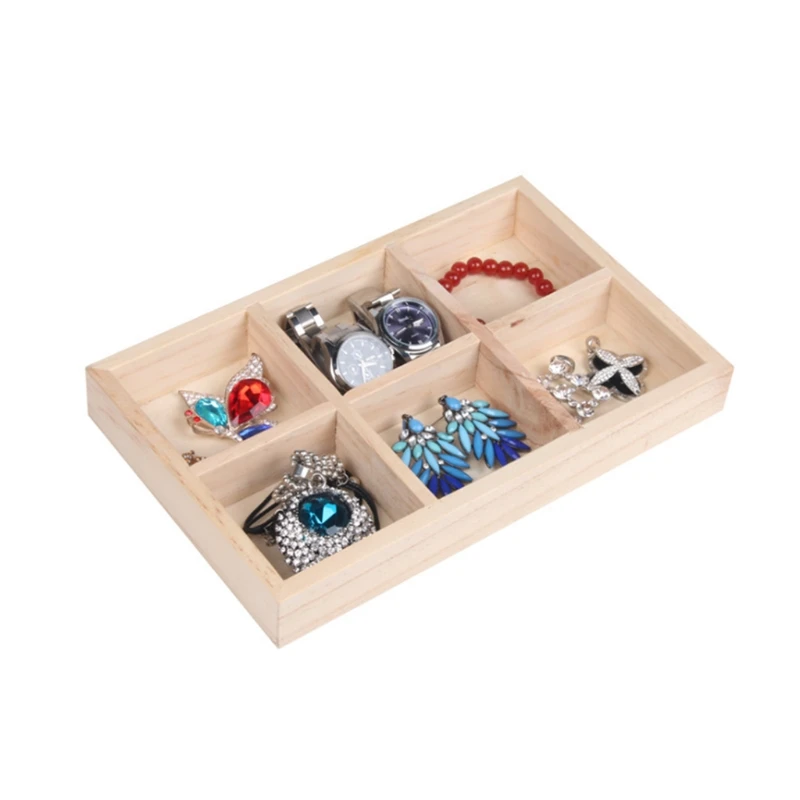 

Free delivery JAVRICK Jewelry Display Tray 6 Grids Showcase Wooden Stackable Organizer Bracelet Watch gai