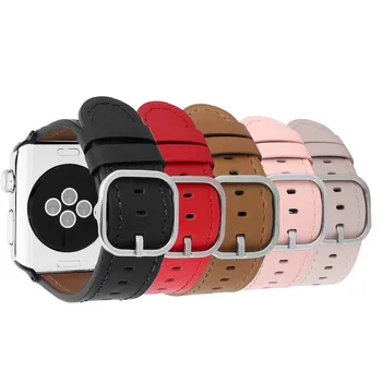 

Genuine Leather Wrist Strap for Apple Watch Series 1 2 3 Band Classic Metal Buckle Wristband Belt for iWatch 42mm 38mm Bracelet