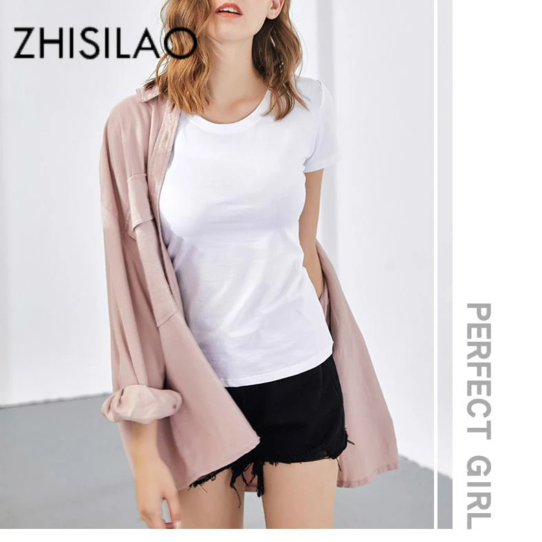 

Cotton O-neck T-shirt Twomen Solid Summer Tee Shirt Femme 2019 Slim tshirt Casual White T-shirt Black Women Tops and tshirt