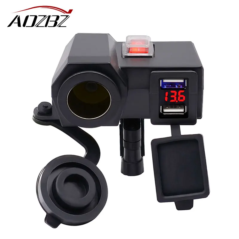 

Aozbz Motorcycle Cigarette Lighter Socket Splitter Power Adapter with 4.2A Dual USB Charger DC 12V Motorcycle Cigarette Lighter