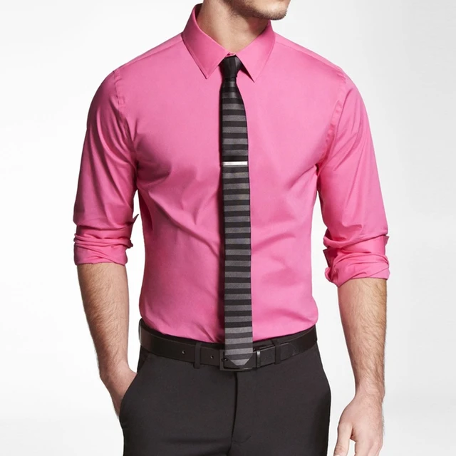 Camisas de vestir rosa de algodón 100% hechas a medida