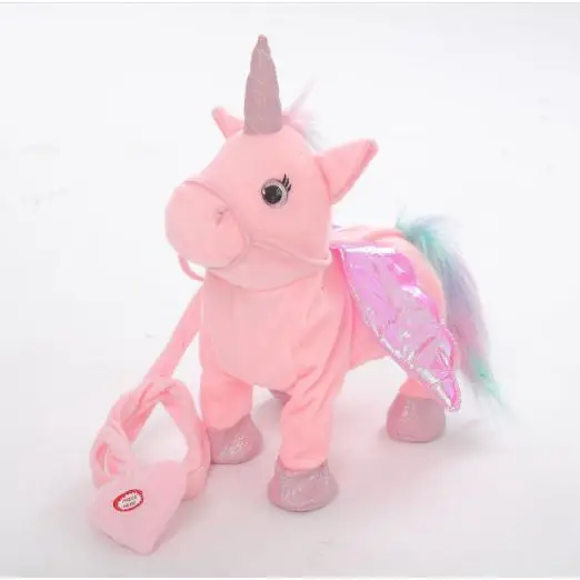 

1pcs Unicorn toys leash flying horse figurine electric pony plush toy stuffed toys for children birthday and Christmas day Gift