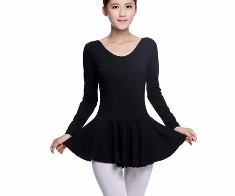 Черные длинные рукава Танцы одежда балетное трико высокого качества упражнения для девочек Танцы одежда балетное трико костюм для