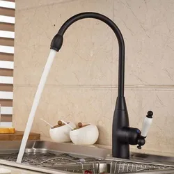 Black Oil Rubbed Brass Single Handle Swivel Spout Kitchen Sink Faucet  Cold & Hot Mixer Tap ahg025