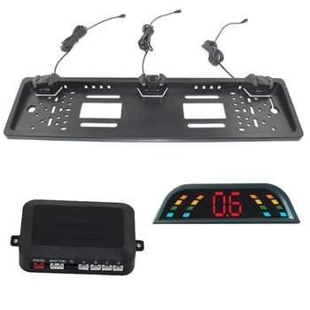 

Do Promotion! Car Parking Sensor LED Display European License Plate Frame Vehicle Backup Radar Punch Free