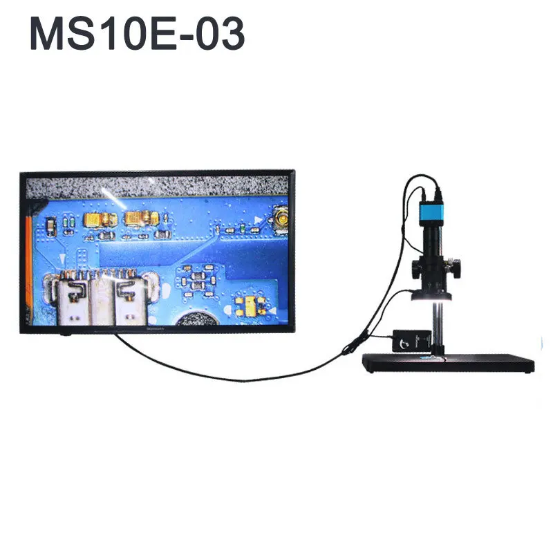 SUNSHINE MS10E-03 HDMI USB цифровой экран сканирующий электронный Тринокулярный дисплей камера видео микроскоп с 10 дюймовым дисплеем