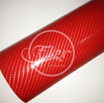 

EKER CAR STICKER 1.52x30M 5FTx98FT Free Shipping Air Bubble Free Glossy Red 4D Carbon Fiber Car Wrap Vinyl Film Sticker