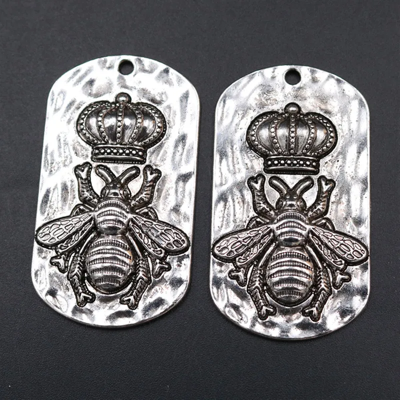 

WKOUD 2pcs Silver Color Bee King Alloy Pendant Necklace Bracelet DIY Metal Jewelry Charm Handmade A1811