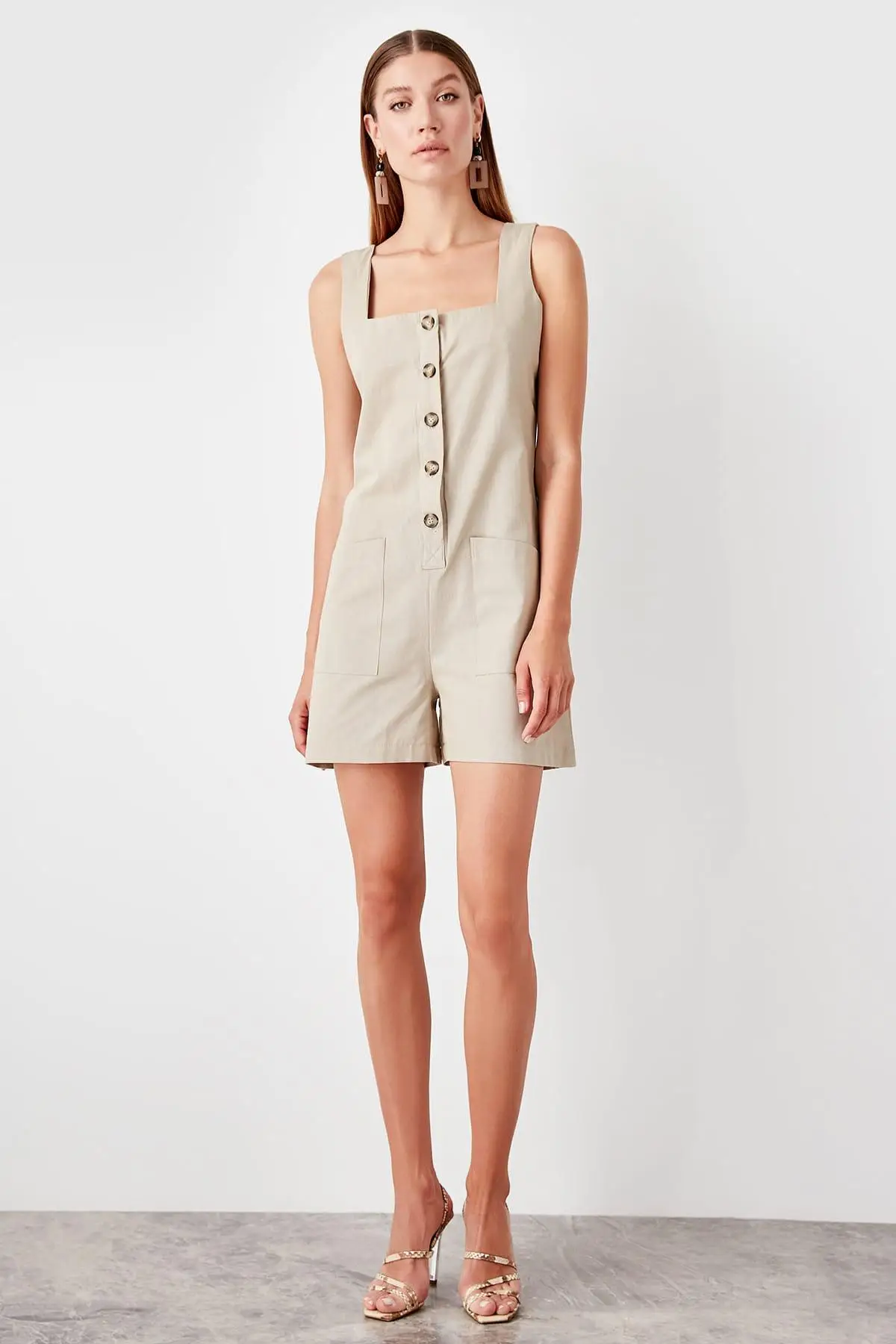 

Trendyol Stone Button Jumpsuit TWOSS19EL0244