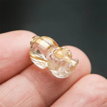 

Drop Shipping Genuine Natural Gold Rutilated Quartz Crystal Pixiu Necklaces Pendants 19*11*8mm