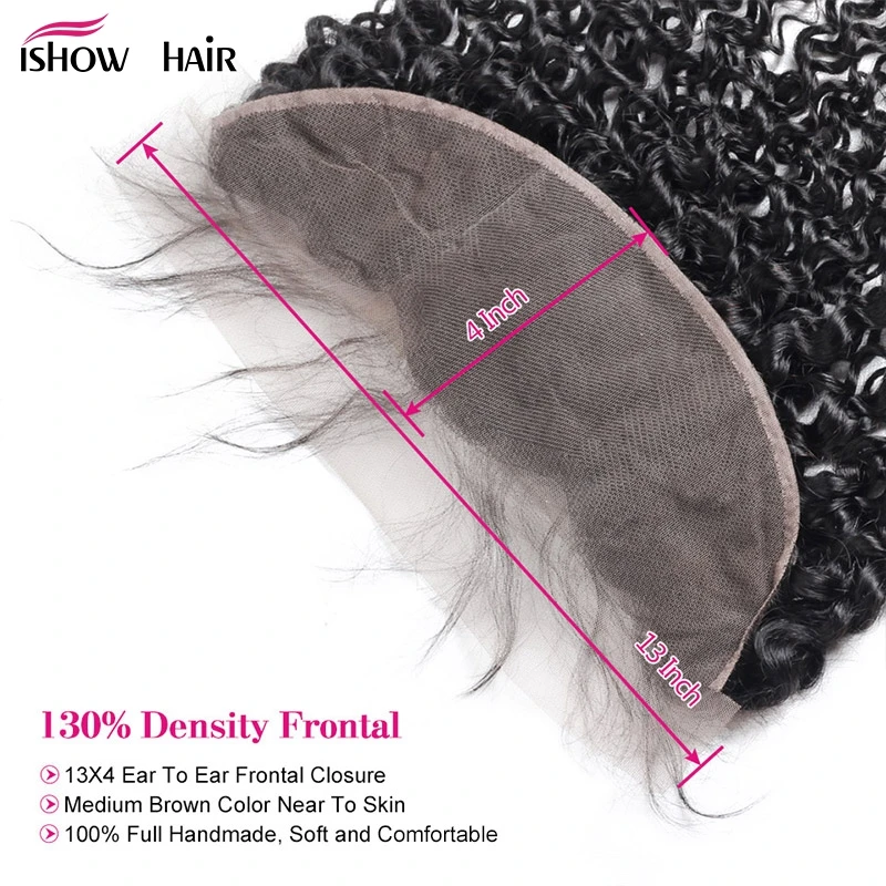 Ishow Связки малайзийских волос с закрытием пучки волнистых волос с фронтальным не Реми человеческие волосы пучки с закрытием 13X4 синтетический фронтальный
