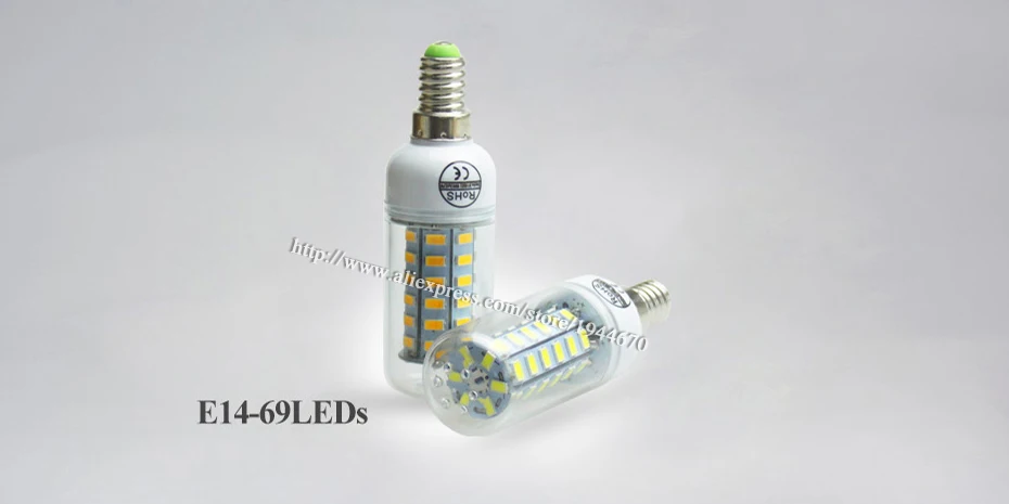 Super LED Bulb E27 E14 220V SMD 5730 LED Lamp 24 36 48 56 69leds AC 230V 5730SMD LED Corn Bulb light Chandelier AC200-240V